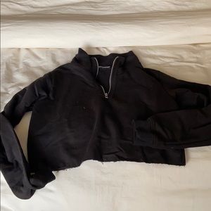 Black crop quarter zip